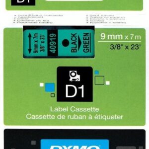 DYMO D1 Standard 9mm x 7m 40919 zwart op groen